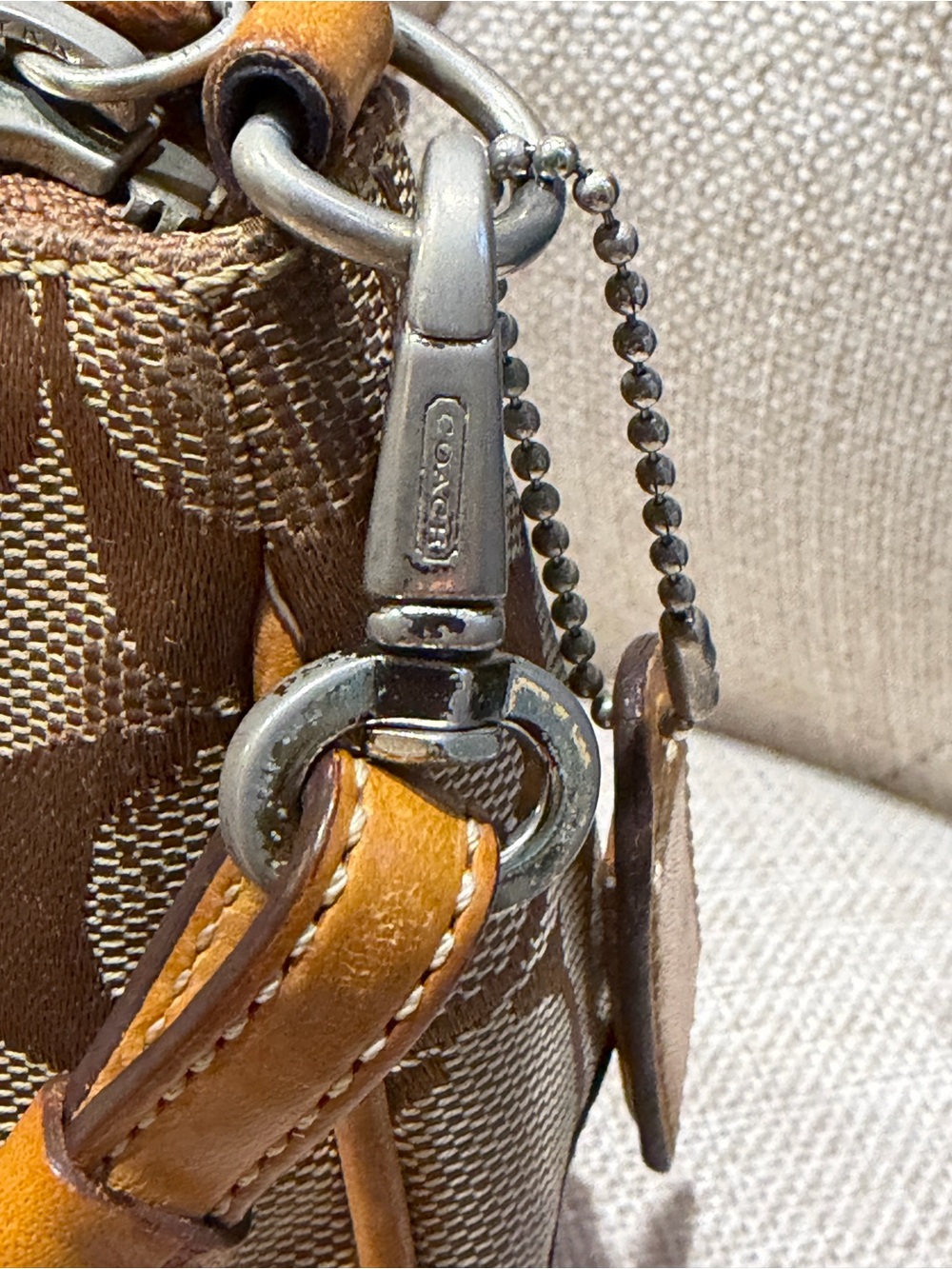 Coach Y2K Hampton Mini Signature Wristlet Brown Canvas Leather Pochette Bag 2004 - Picture 6 of 16